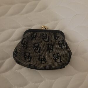 VINTAGE Dooney and Bourke Black Small Monogram coin purse kiss lock